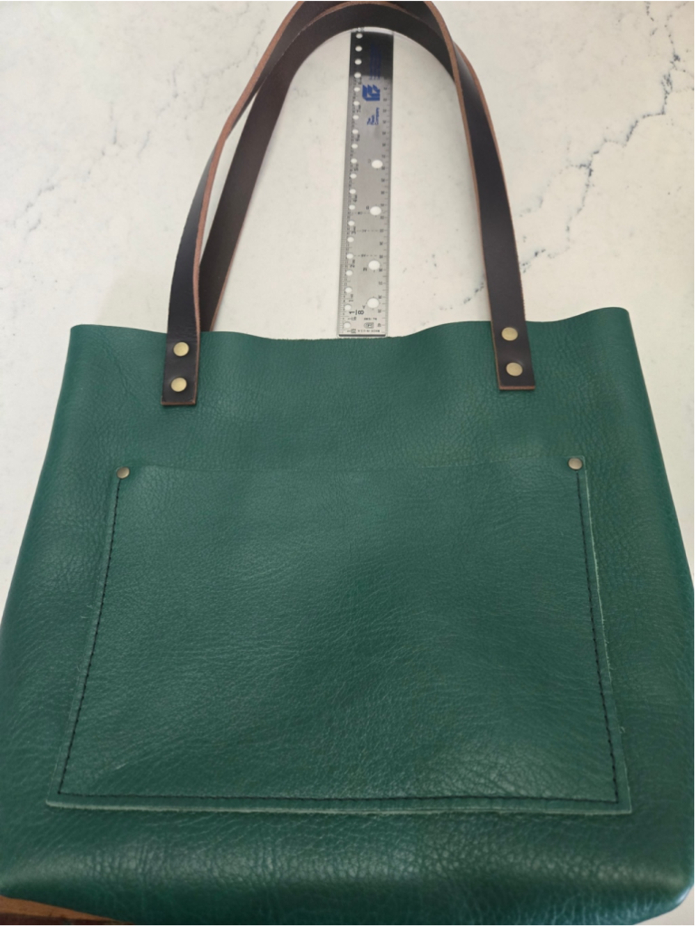 Women's Portland Leather Goods Classic Tote Bag Bacalar Green Small - Picture 4 of 11